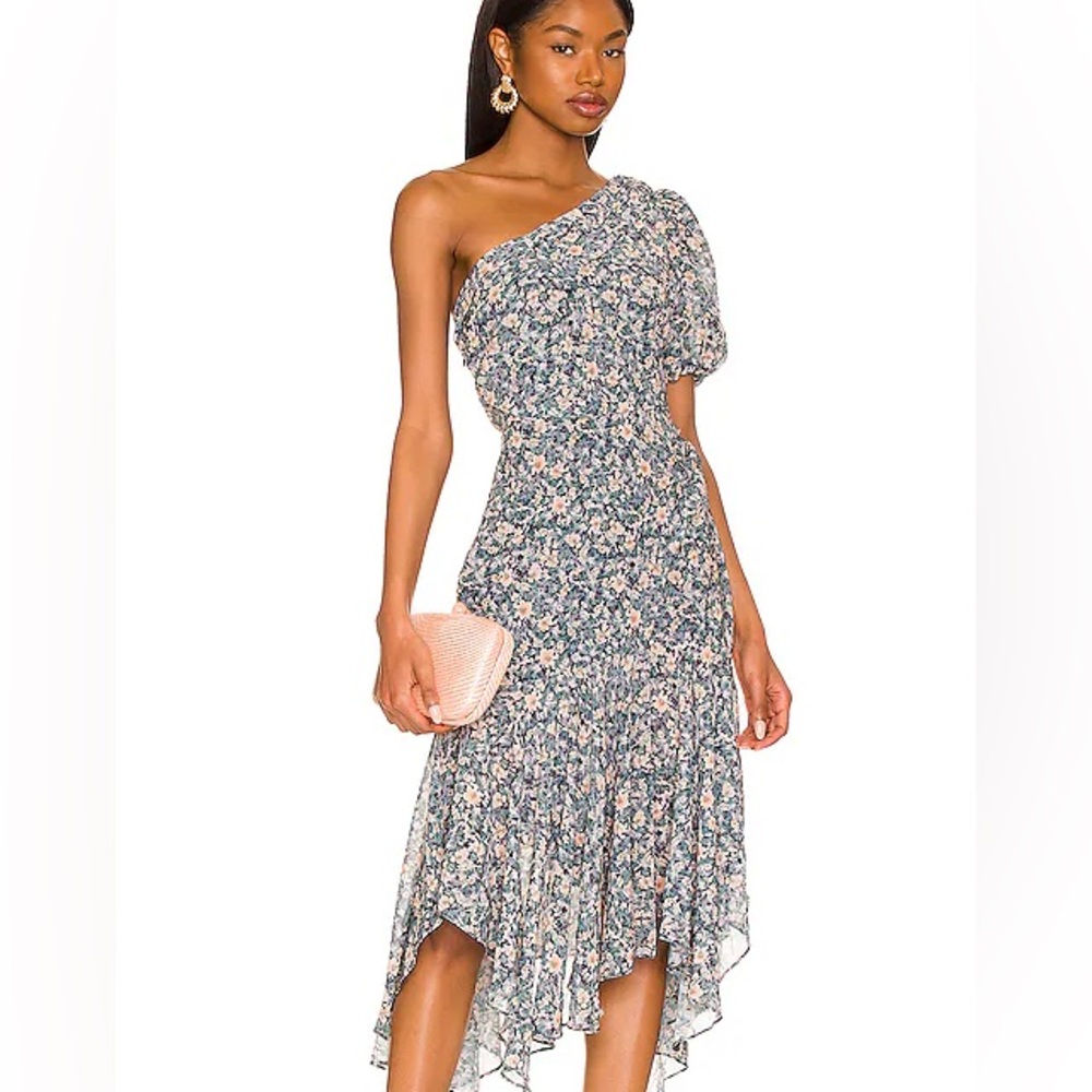 NWT ASTR The Label Santorini Floral Asymmetric Dress, Sz M (8-10)